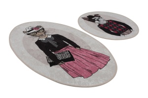 Set 2 covorase de baie multicolore din fibre sintetice Dude Djt The Home Collection