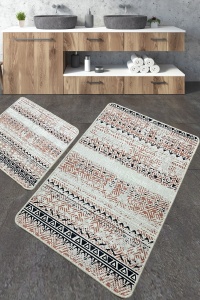 Set 2 covorase de baie multicolore din fibre sintetice Raquel The Home Collection