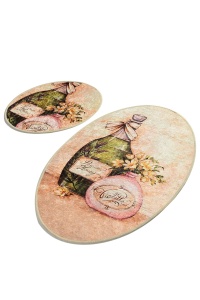Set 2 covorase de baie multicolore din fibre sintetice Violeta Oval The Home Collection