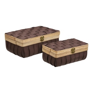 Set 2 cutii cu capac din lemn maro Ambon House Nordic