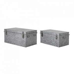 Set 2 cutii cu capac pentru exterior argintii din fier Dian Bloomingville