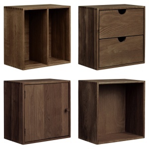 Set 2 etajere si 2 dulapuri de perete din lemn maro inchis Townsville House Nordic