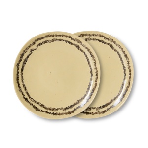 Set 2 farfurii pentru desert galben vanilie din ceramica 22 cm 70s Vanilla HKliving