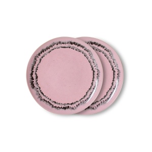 Set 2 farfurii pentru desert roz din ceramica 18 cm 70s Bubble HKliving