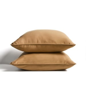 Set 2 fete de perna maro cupru din bumbac 65x65 cm Sirale Kave Home