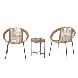 Set 2 fotolii cu masa cafea pentru exterior maro din metal Dudine Bloomingville