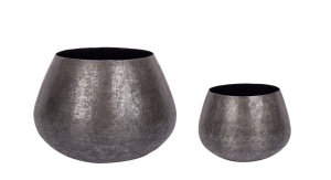 Set 2 ghivece decorative negre din metal Varanasi Bizzotto