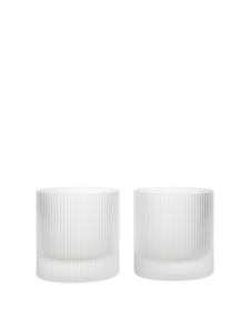 Set 2 pahare albe din sticla 250 ml Ripple Frosted Ferm Living