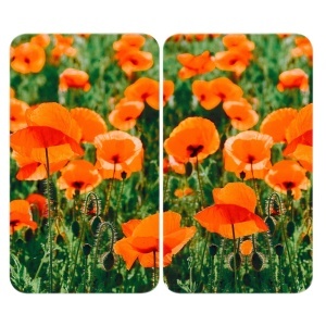 Set 2 placi protectie plita sticla multicolora 30x52 cm Poppy Field Wenko