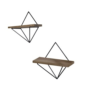 Set 2 rafturi maro/negre din lemn Decowal The Home Collection
