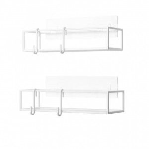 Set 2 rafturi pentru baie albe din metal 32 cm Cubiko Umbra