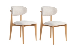 Set 2 scaune dining albe/maro stejar deschis din bumbac Lionte The Home Collection