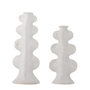 Set 2 suporturi lumanari albe din ceramica Cason Bloomingville