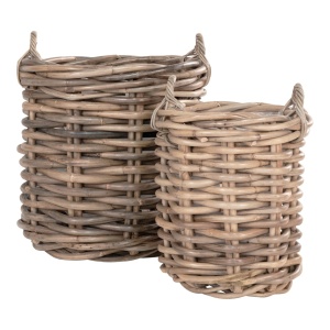 Set 2 suporturi pentru ghivece maro din ratan Burton House Nordic