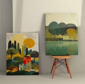 Set 2 tablouri multicolore din fibre naturale 70x100 cm View The Home Collection