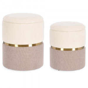 Set 2 taburete rotunde multicolore din textil Radinka Pink Bizzotto