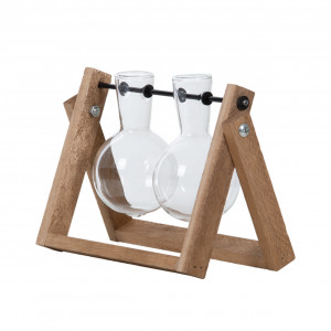Set 2 vaze cu suport maro din sticla 15 cm Kitam Esschert Design