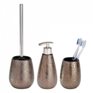 Set 3 accesorii baie din ceramica maro Marrakesh Wenko