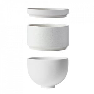 Set 3 boluri alb antic din ceramica Setomono Kristina Dam Studio