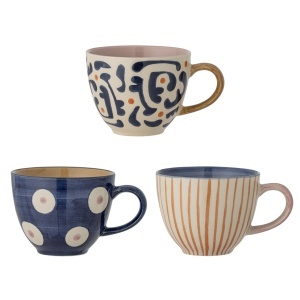 Set 3 cani multicolore din ceramica 290 ml Eviaya Bloomingville
