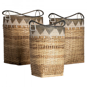 Set 3 cosuri de rufe maro din ratan Zirba Vical Home