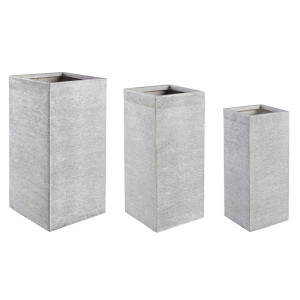 Set 3 ghivece pentru exterior albe din ceramica Graffiti Square Bizzotto