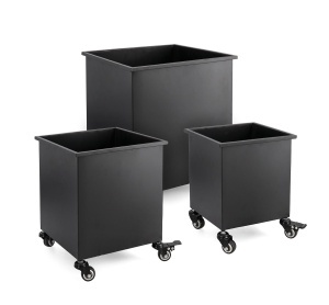 Set 3 ghivece pentru exterior negre din metal Haik Square Bizzotto