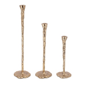 Set 3 suporturi lumanare aurii din metal Sagar Shine Bizzotto