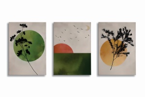 Set 3 tablouri multicolore din fibre 30x40 cm UDC17 The Home Collection
