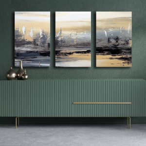 Set 3 tablouri multicolore din fibre naturale 45x70 cm 3P4570GSC-004 The Home Collection