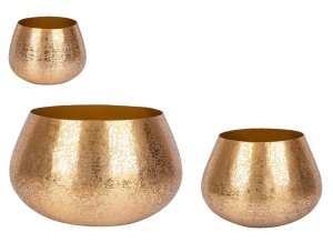 Set 3 vaze decorative aurii din metal 24 cm Varanasi Bizzotto