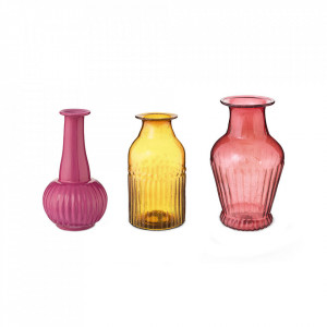 Set 3 vaze multicolore din sticla 14 cm Pinky Pip Studio