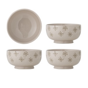 Set 4 boluri bej din ceramica 584 ml Snowie Bloomingville