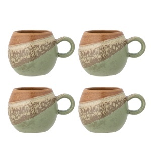 Set 4 cani verzi/maro din ceramica 275 ml Paula Bloomingville