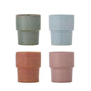 Set 4 cesti multicolore din ceramica 150 ml Ewan Bloomingville