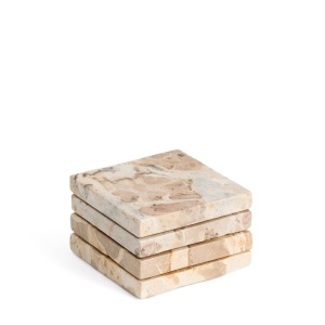 Set 4 coastere bej din marmura Malder Kave Home