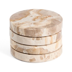Set 4 coastere roz din marmura Malder Kave Home