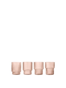 Set 4 pahare roz din sticla 200 ml Ripple Ferm Living