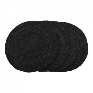 Set 4 protectii masa din fibre naturale gri inchis 38 cm Bombay House Nordic