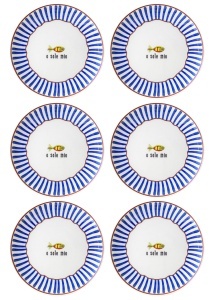 Set 6 farfurii intinse albastre din ceramica 26 cm FSH0002 The Home Collection