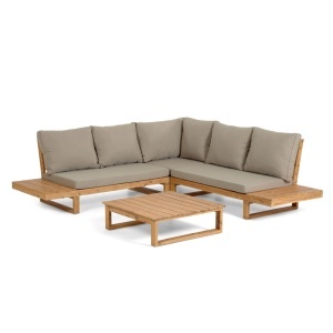 Set canapea exterior si masa de cafea maro din textil Flaviina Kave Home