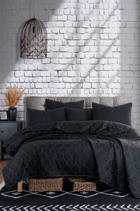 Set cuvertura neagra din fibre Solid Double The Home Collection