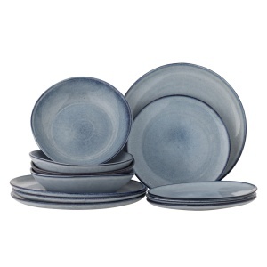 Set de masa 12 piese albastre din ceramica Sandrine Bloomingville