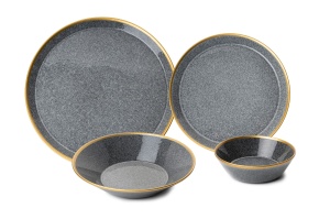 Set de masa 16 piese aurii/negre din ceramica FRZ16YS856A13520 The Home Collection