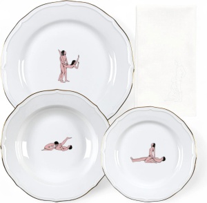 Set de masa 4 piese albe din ceramica Seikantai Elongated Seletti