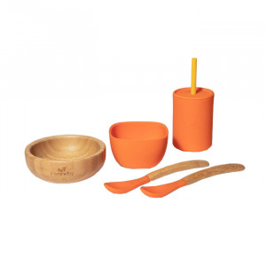 Set de masa 5 piese portocalii din bambus Yola Avanchy