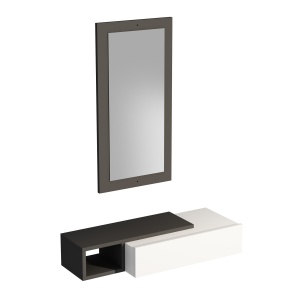Set etajera de perete si oglinda alba/gri antracit 16 cm Vien The Home Collection