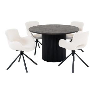 Set masa dining si 4 scaune maro din metal Boavista Amorim House Nordic