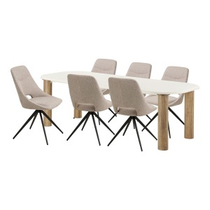 Set masa dining si 6 scaune bej/maro Fondi and Dokka House Nordic