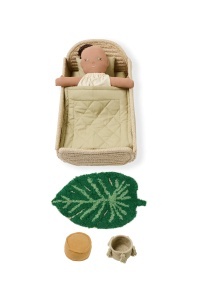 Set papusa si accesorii din bumbac crem Mini Sana Lorena Canals